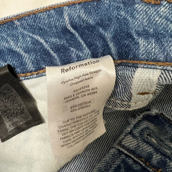 Reformation Cynthia High Rise Straight Cropped Jeans - color Colorado - size 27 - Picture 6 of 6